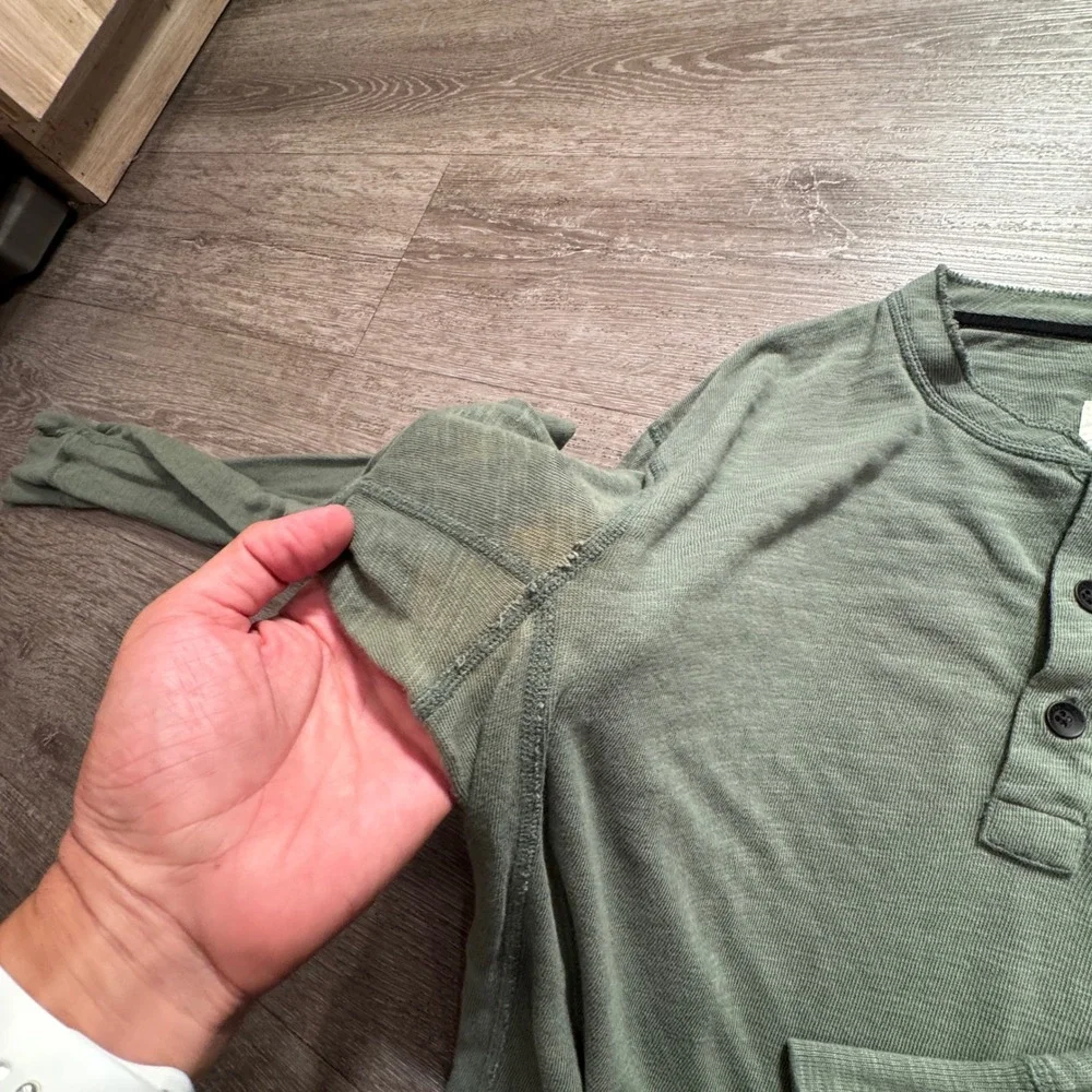 Rag & Bone Henley Shirt Mens M Green Cotton Classic Slub Long Sleeve Lounge